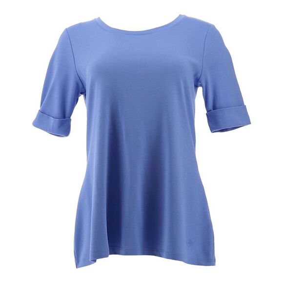 Isaac Mizrahi Essential Pima Cotton Scoop Neck Top - Picture 1 of 3